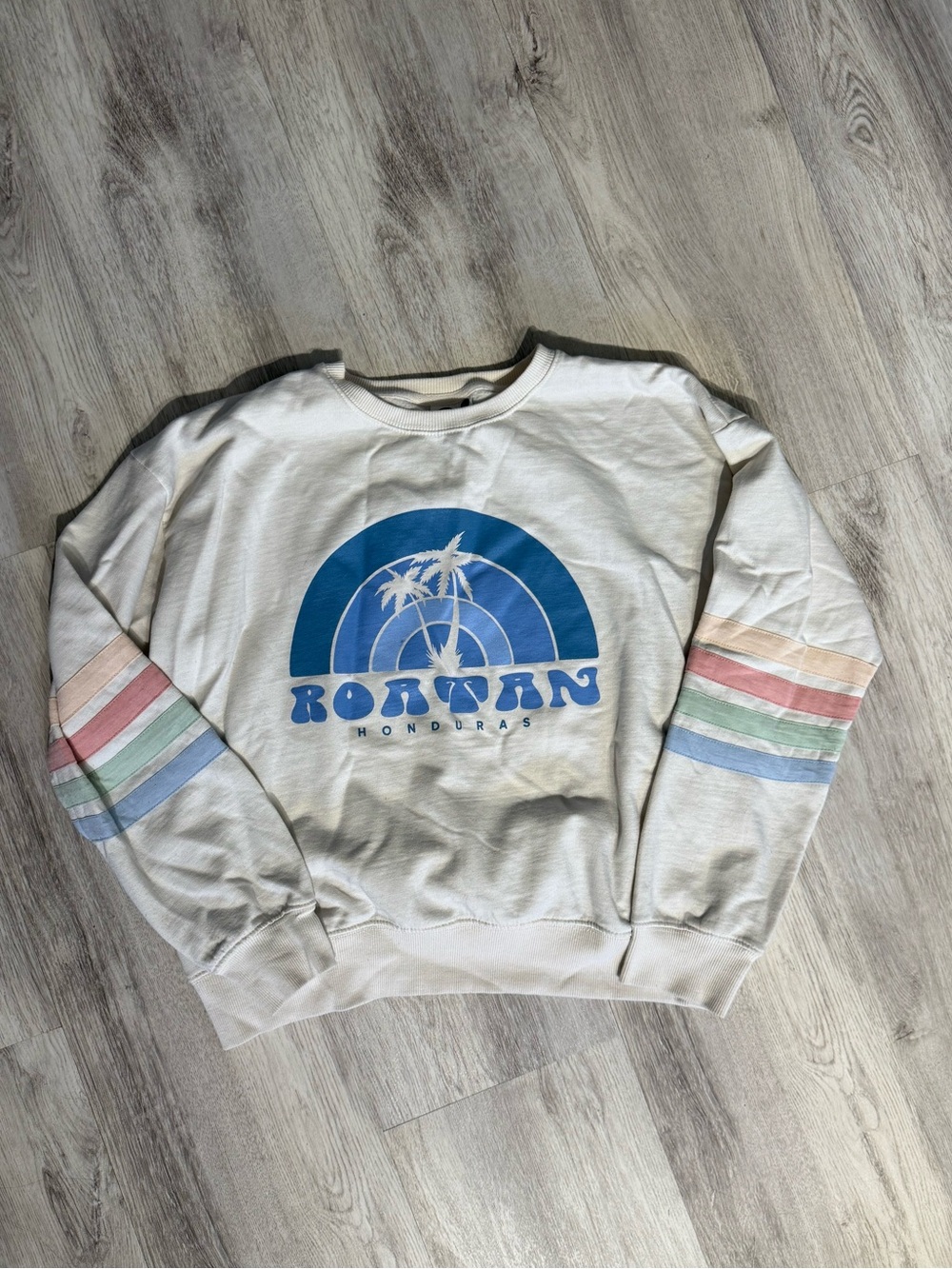 Women’s  Cream Pullover Sweatshirt with Blue Logo